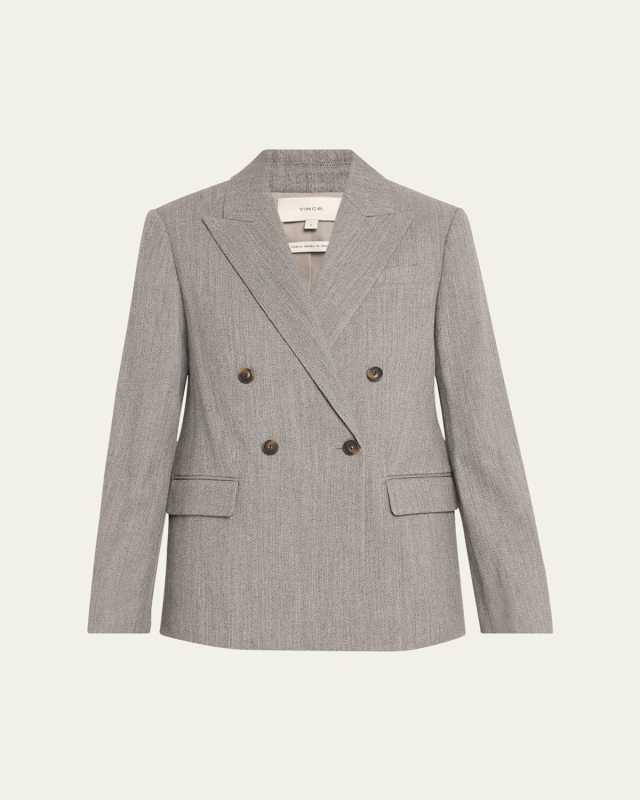 Double-Breasted Wool Twill Blazer